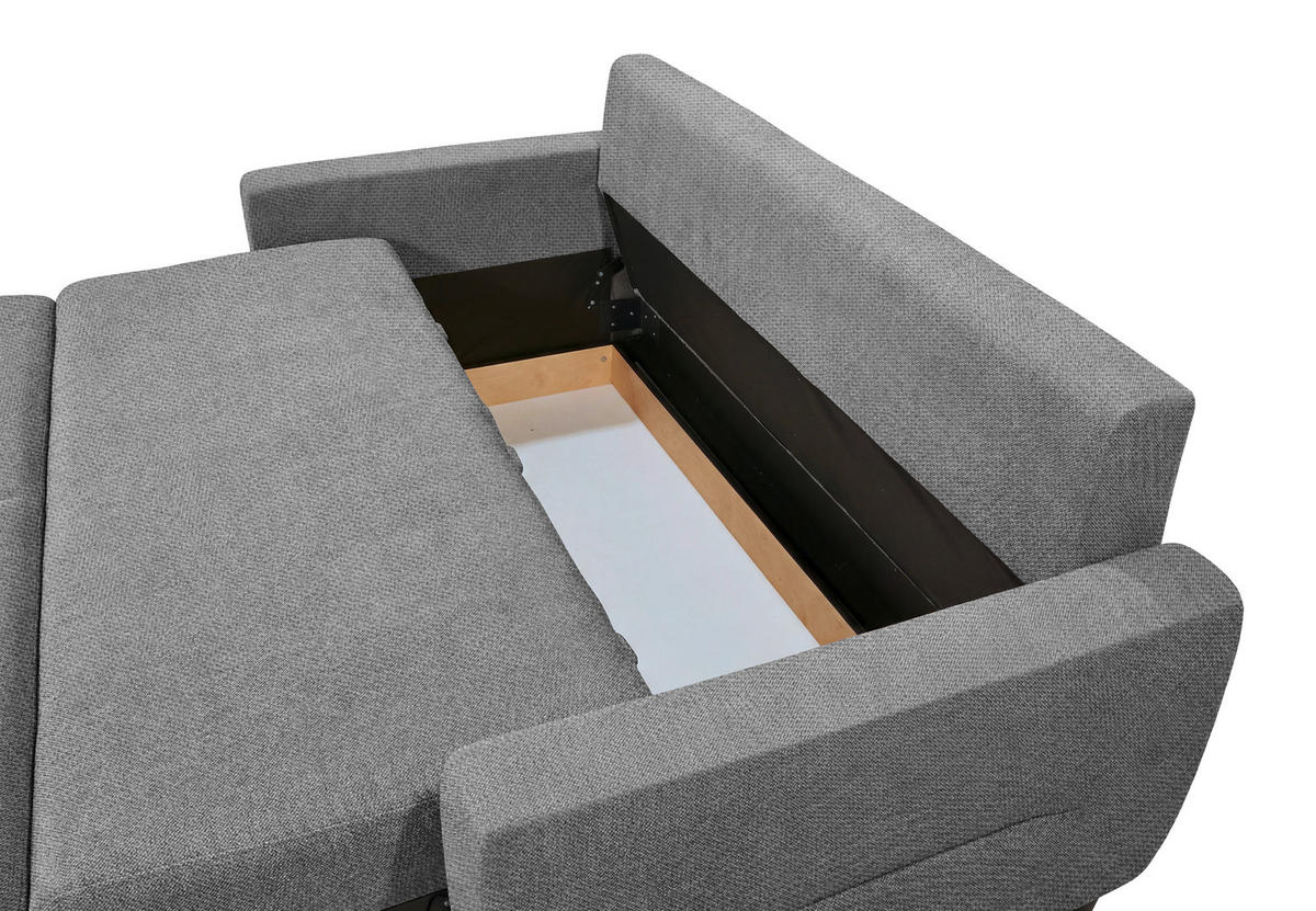 SCHLAFSOFA Chenille Grau  - Schwarz/Grau, Modern, Holz/Textil (192/83/99cm) - MID.YOU