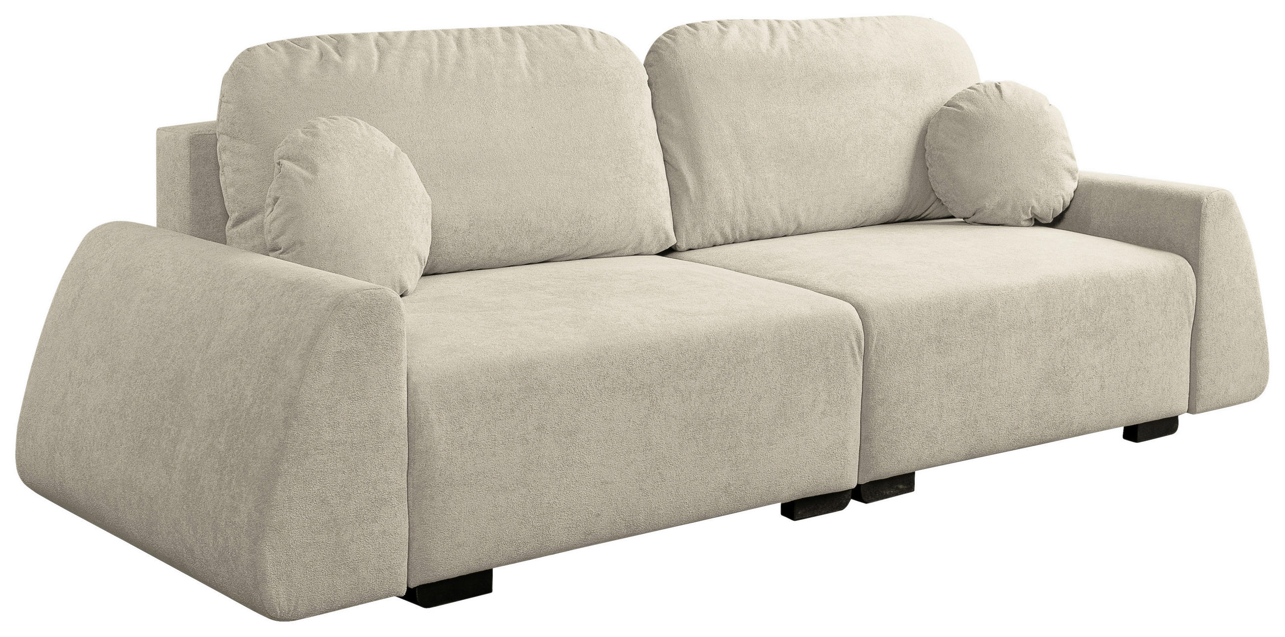 SCHLAFSOFA ALMI  mit Liegefunktion Bouclé Beige  - Beige/Schwarz, Design, Holz/Holzwerkstoff (260/100/80cm) - Livetastic