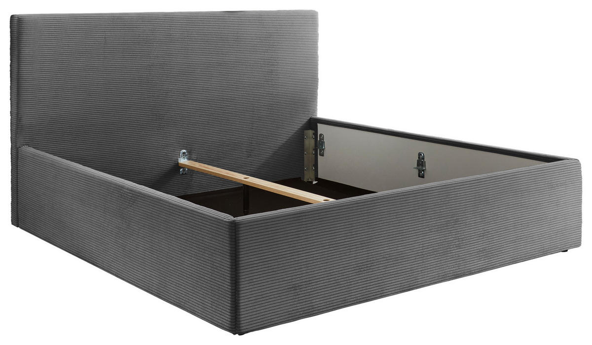 POLSTERBETT Bettkasten Grau 180/200 cm  - Schwarz/Grau, Trend, Kunststoff/Textil (180/200cm) - Boxxx