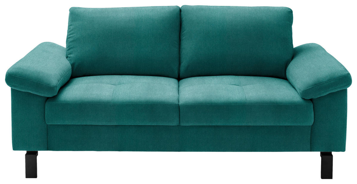 2-SITZER-SOFA  in Velours Petrol  - Petrol/Schwarz, Design, Textil/Metall (186/86/97cm) - Pure Home Lifestyle