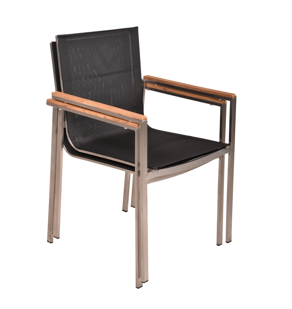 GARTENSTUHL-SET Holz, Metall, Kunststoff Schwarz, Silberfarben, Teakfarben  - Silberfarben/Schwarz, Basics, Holz/Kunststoff (58/86/55cm) - Gardenson