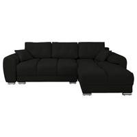 ECKSOFA Mikrofaser Schwarz  - Silberfarben/Schwarz, Design, Textil/Metall (256/175cm) - Livetastic