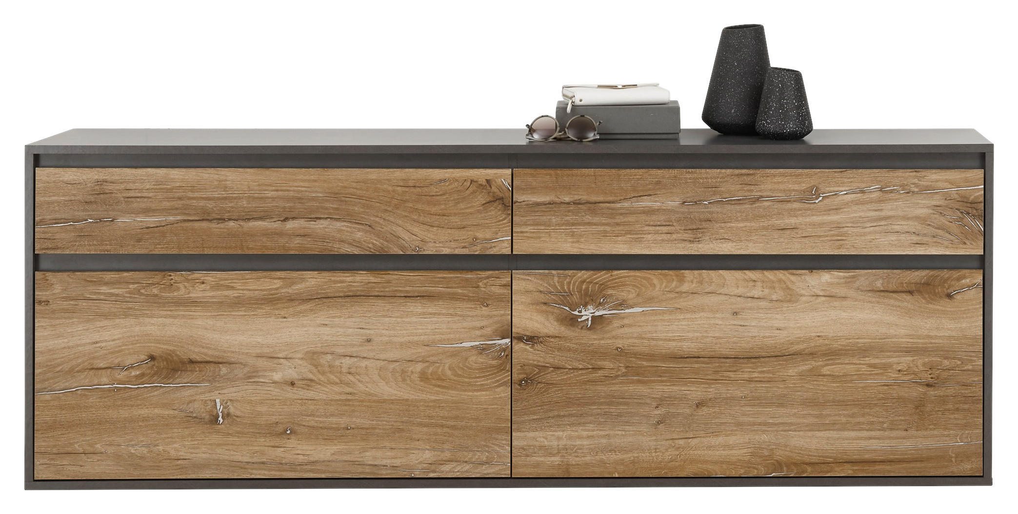 HÄNGESCHUHSCHRANK Eichefarben, Dunkelgrau  - Eichefarben/Dunkelgrau, Design (180/64/38cm) - Voleo
