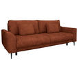 SCHLAFSOFA  mit Liegefunktion, Schlafen auf Sitzhöhe, Rücken echt Chenille Terracotta  - Terracotta/Schwarz, KONVENTIONELL, Textil/Metall (235/90/104cm) - Carryhome