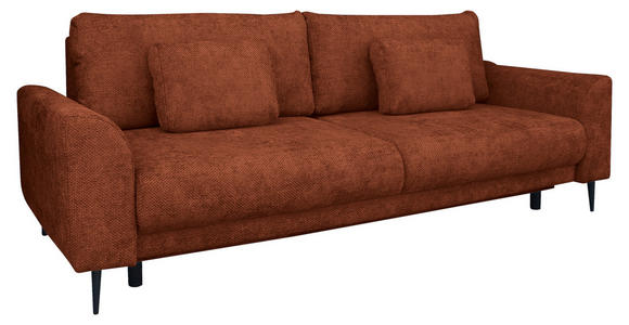 SCHLAFSOFA  mit Liegefunktion, Schlafen auf Sitzhöhe, Rücken echt Chenille Terracotta  - Terracotta/Schwarz, KONVENTIONELL, Textil/Metall (235/90/104cm) - Carryhome