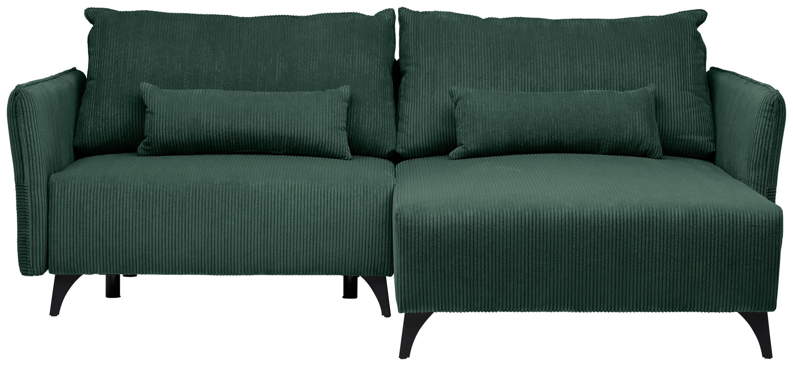ECKSOFA Grün Cord  - Schwarz/Grau, Design, Textil/Metall (254/175cm) - Stylife