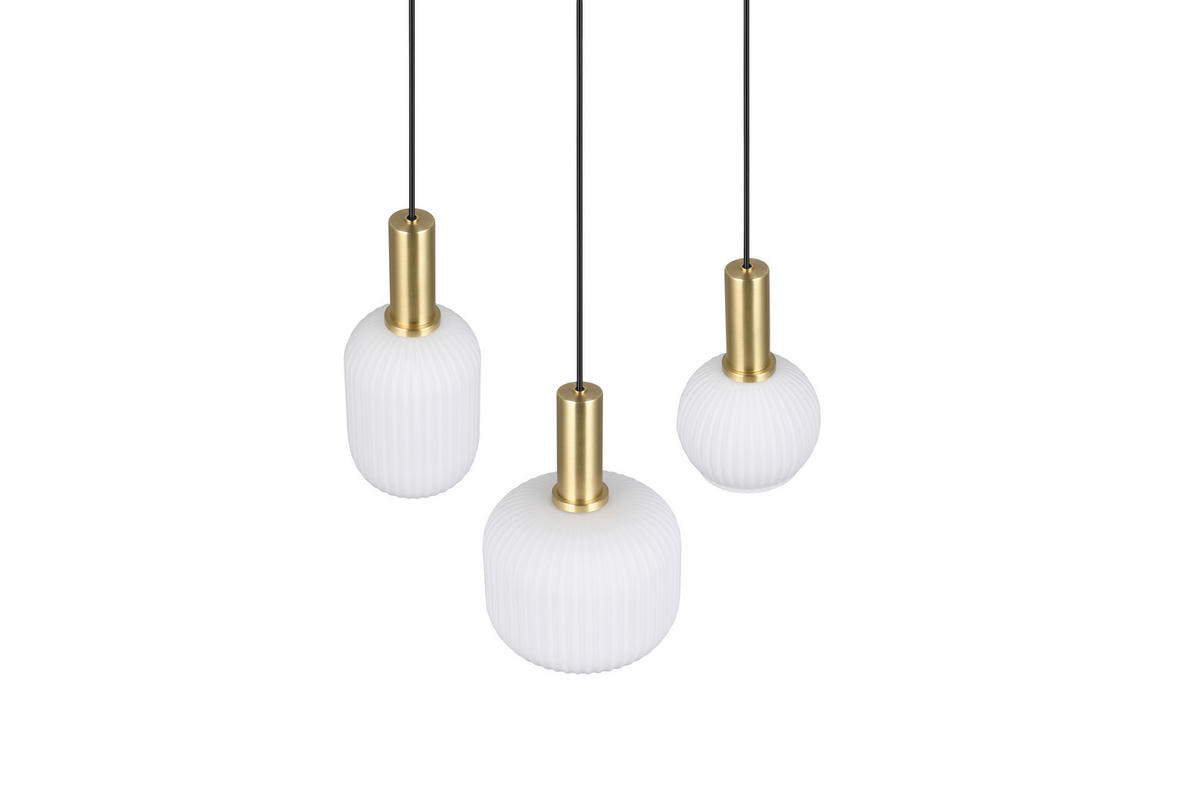 HÄNGELEUCHTE 30/150 cm    - Weiss/Messingfarben, Design, Glas/Metall (30/150cm) - Trio Leuchten