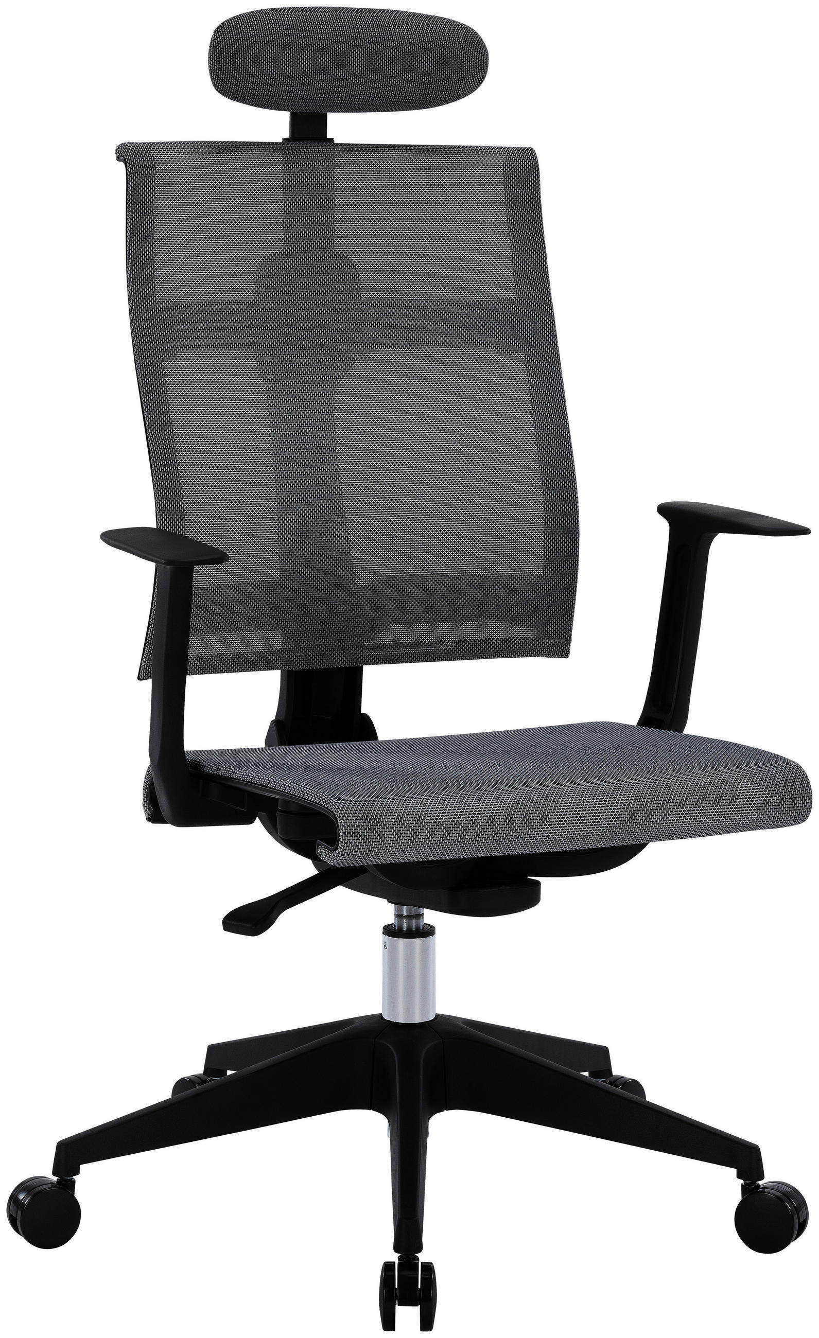 DREHSTUHL Netzbespannung Schwarz, Hellgrau  - Hellgrau/Schwarz, KONVENTIONELL, Kunststoff/Textil (64/108-117,5/64cm) - Boxxx