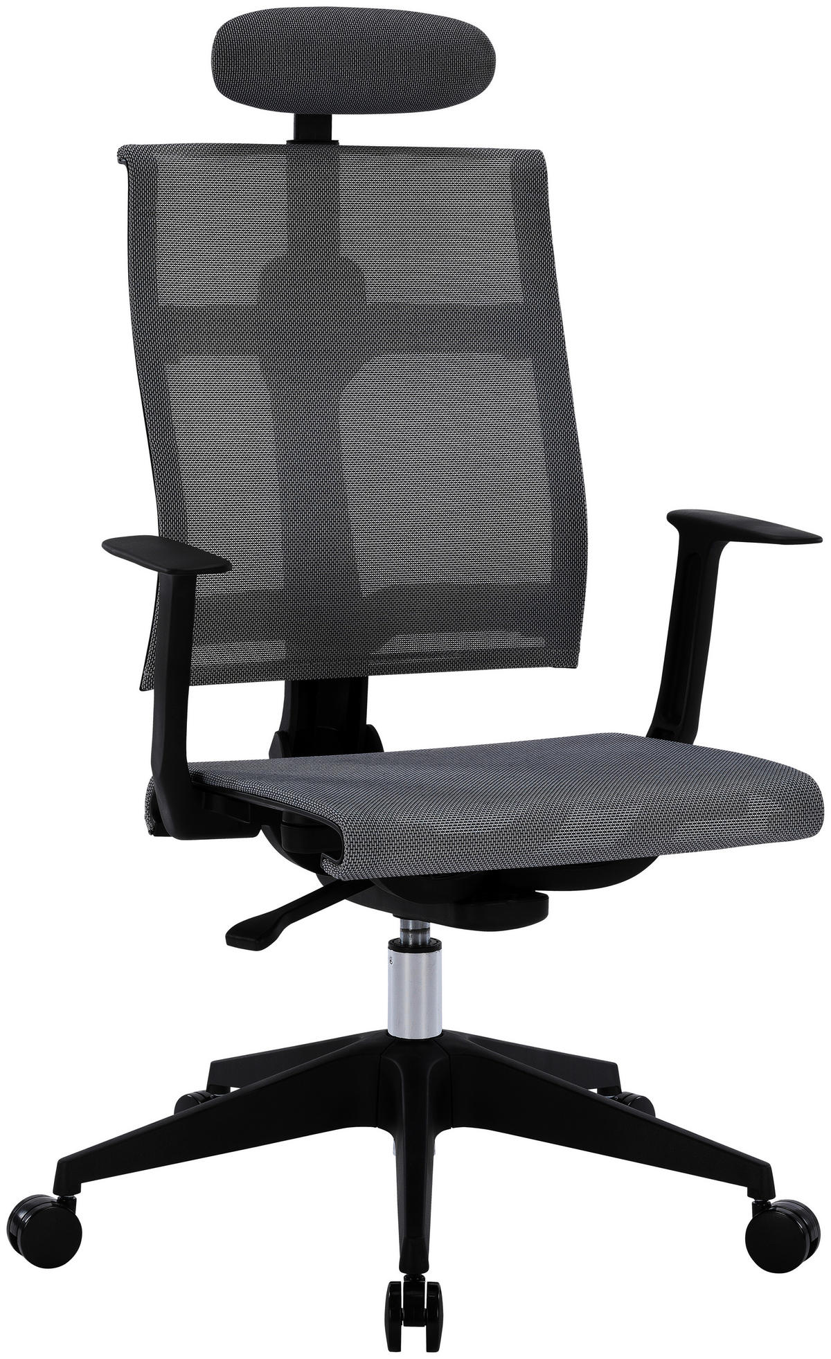 DREHSTUHL Netzbespannung Schwarz, Hellgrau  - Hellgrau/Schwarz, KONVENTIONELL, Kunststoff/Textil (64/108-117,5/64cm) - Boxxx
