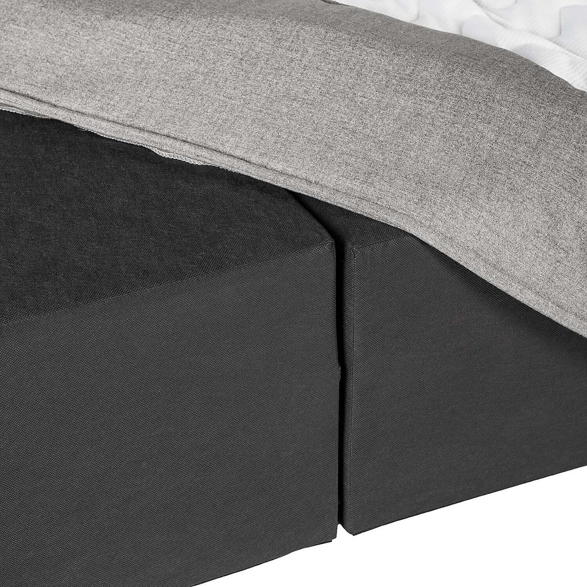 BOXSPRINGBETT 180/220 cm  in Hellgrau  - Hellgrau/Schwarz, Design, Textil (180/220cm) - home24