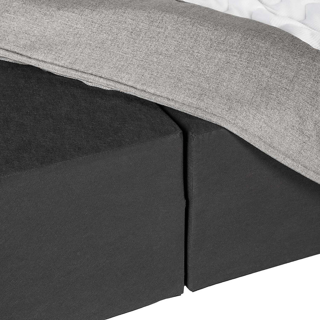 Thumbnail - home24 Boxspringbett, Hellgrau, Textil, H2 + H3, 7-Zonen, Höhe ca. 24 cm, 180x220 cm, Topper durchgehend, Partnermatratz...