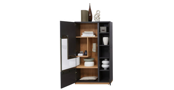 HIGHBOARD Eichefarben, Schieferfarben  90,3/160,7/42,4 cm  - Schieferfarben/Edelstahlfarben, Design, Glas/Holz (90,3/160,7/42,4cm) - Dieter Knoll