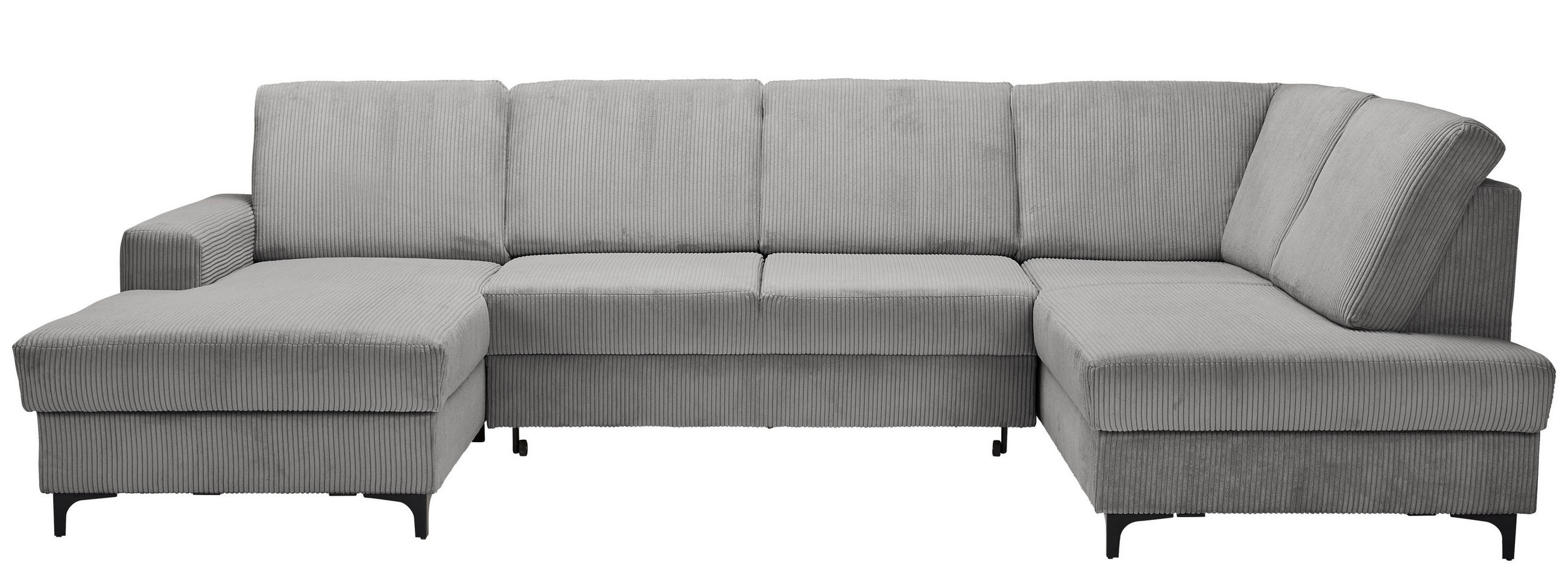 WOHNLANDSCHAFT in Cord Grau  - Schwarz/Grau, Konventionell, Textil/Metall (167/317/185cm) - Stylife