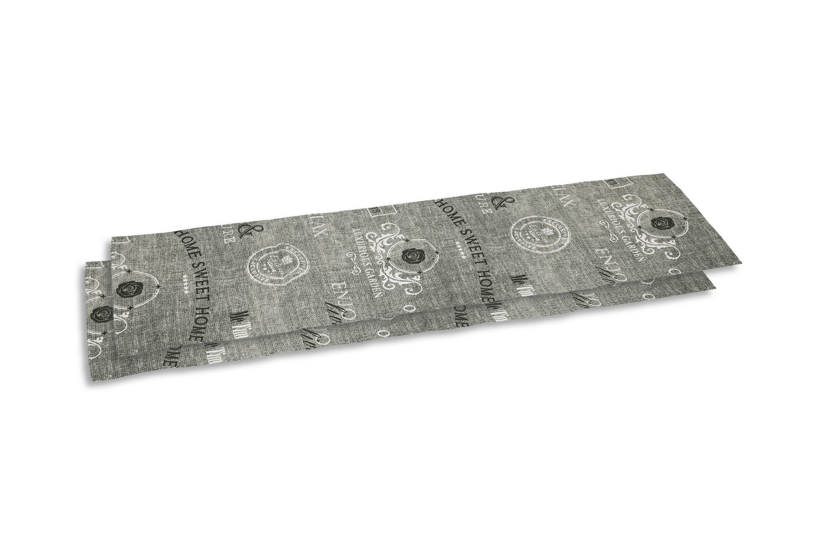 Tischläufer Set Textil Flachgewebe Grau, Weiß, Hellgrau 40/140 cm  - Hellgrau/Weiß, KONVENTIONELL, Textil (40/140cm)