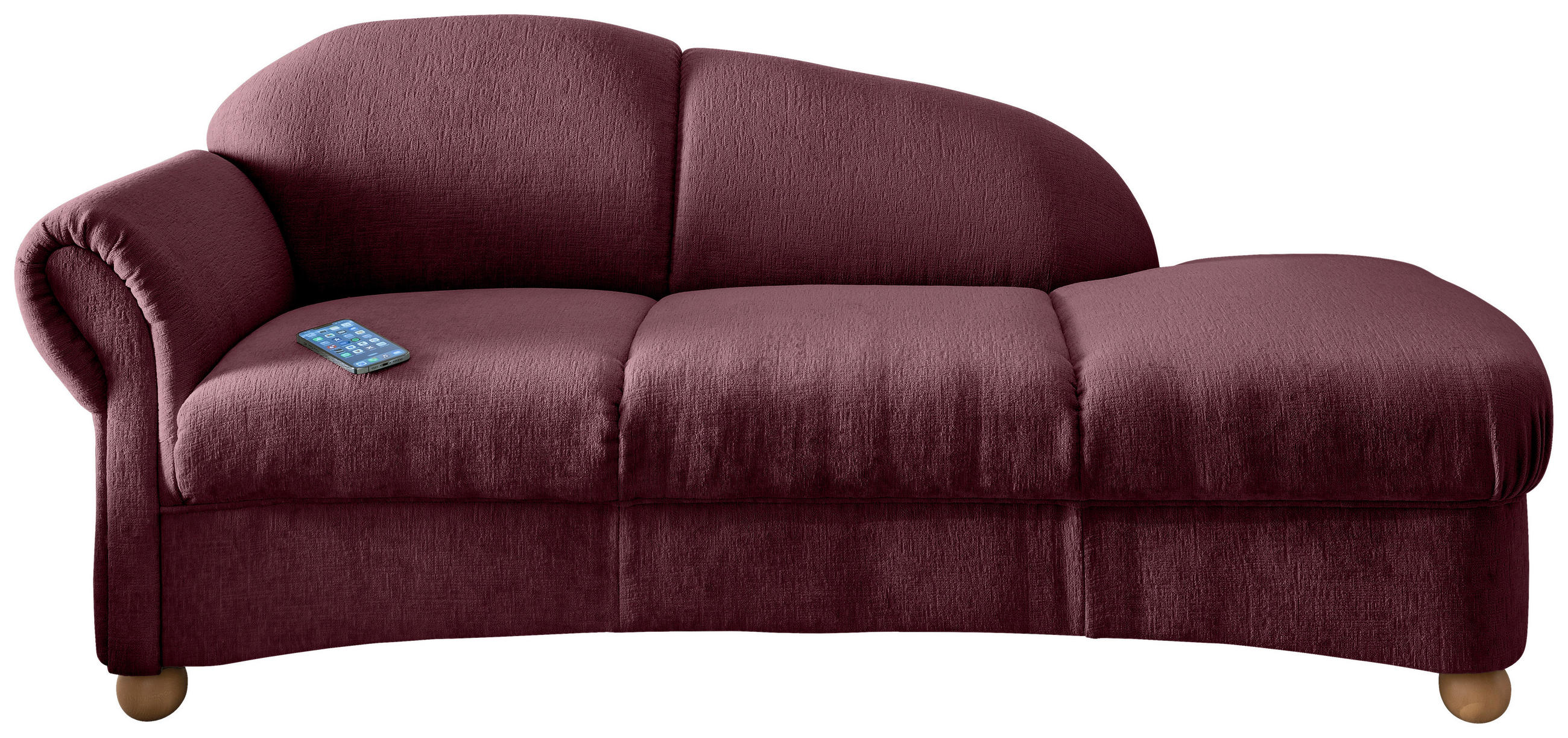 OTTOMANE in Mikrofaser Bordeaux  - Wildeiche/Bordeaux, Konventionell, Holz/Textil (86/84/190cm) - Livetastic