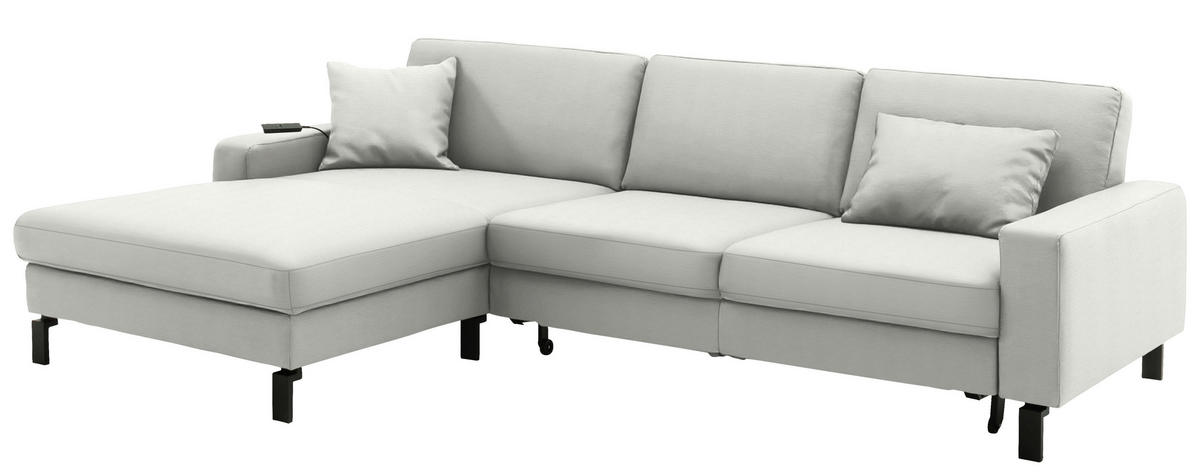 ECKSOFA Cord Grauweiss  - Schwarz/Grauweiss, Design, Textil/Metall (185/298cm) - Pure Home Lifestyle