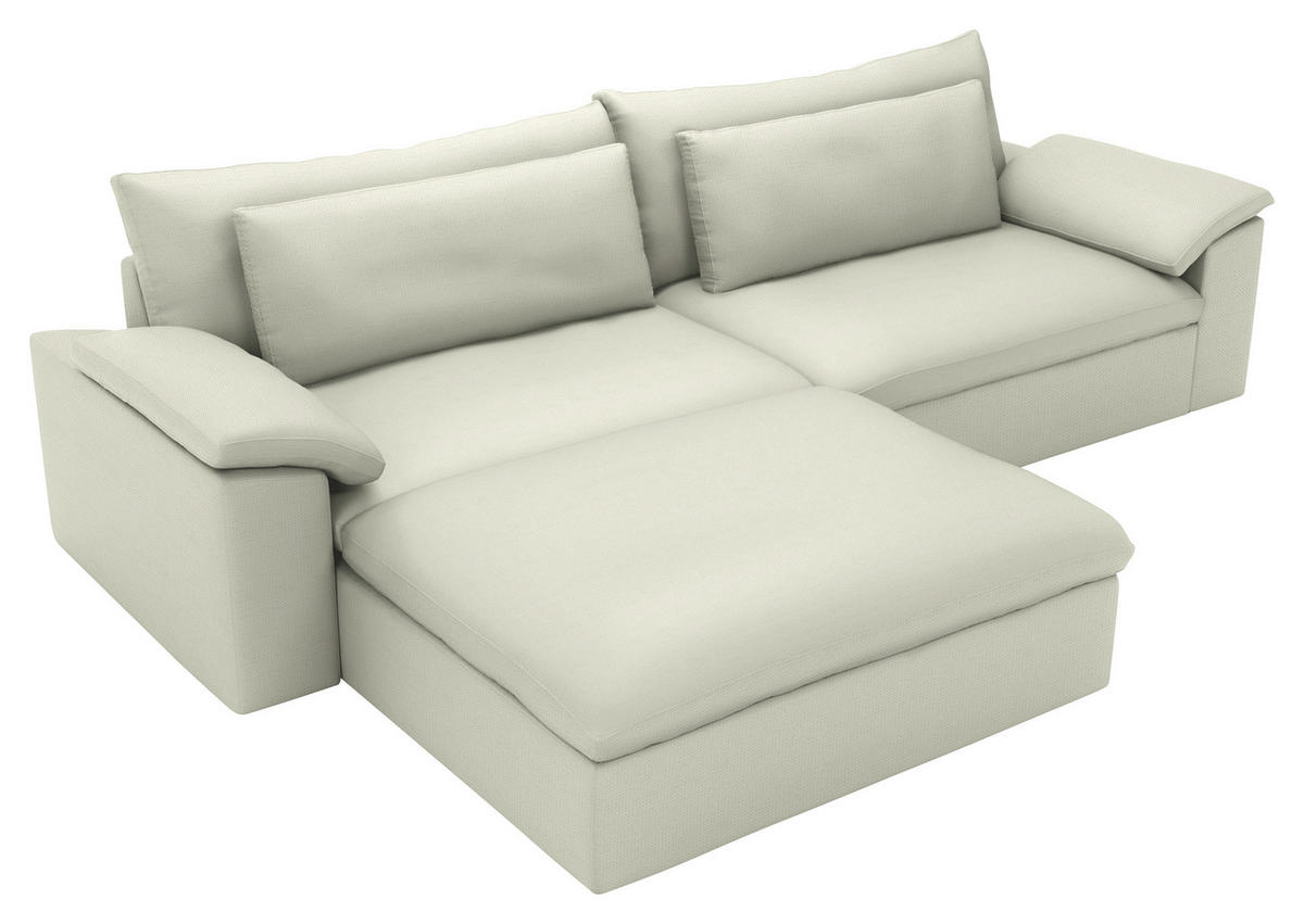 ECKSOFA  Chenille Creme  - Creme/Schwarz, Modern, Kunststoff/Textil (198/306cm) - Carryhome