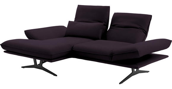 ECKSOFA in Echtleder Violett 130/210 cm - Gelb/Violett, Design, Leder/Metall (130/210cm) - Dieter Knoll