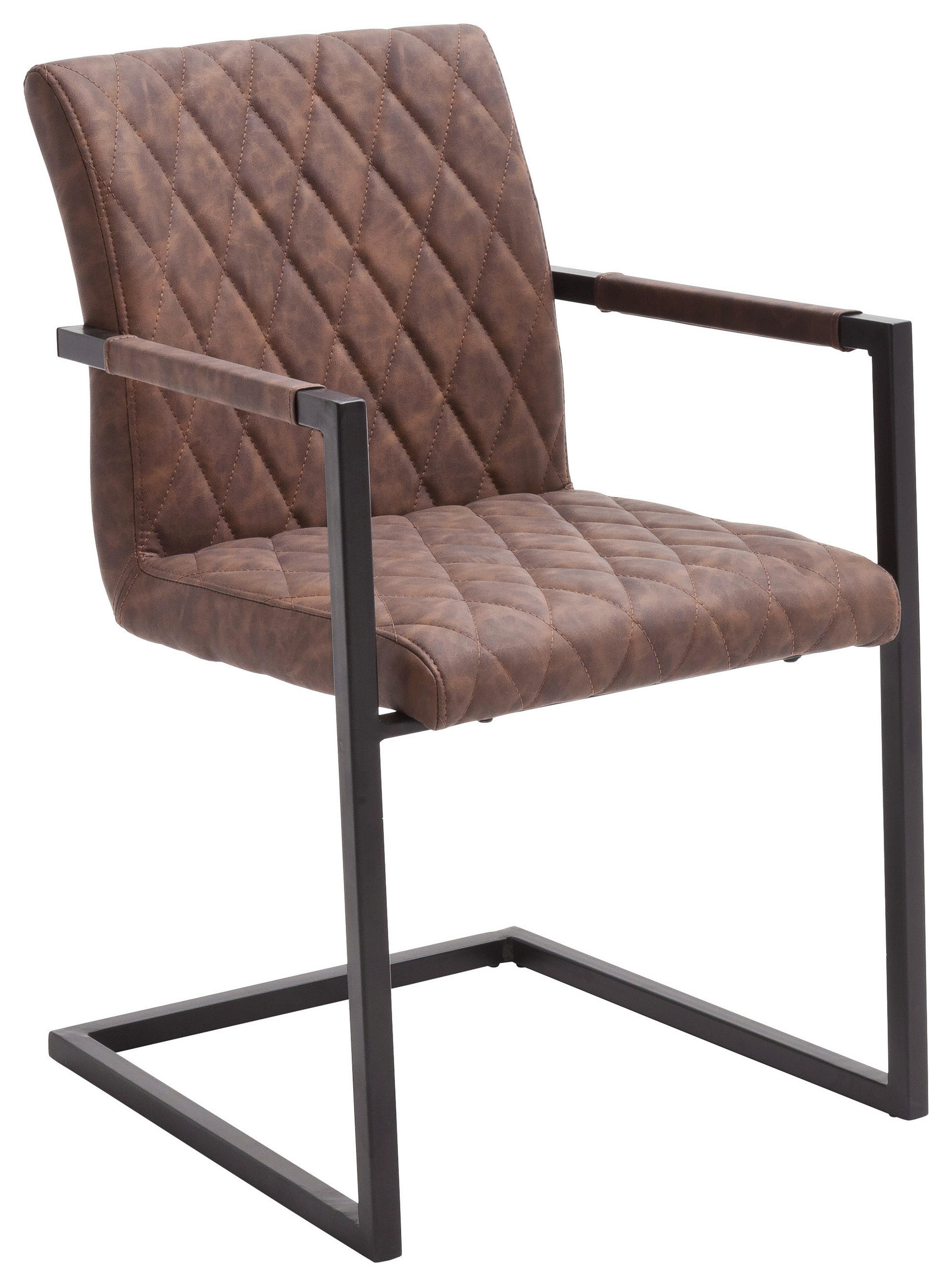 ARMLEHNSTUHL  in Stahl  - Schwarz/Braun, Design, Textil/Metall (54/86/63cm) - Livetastic