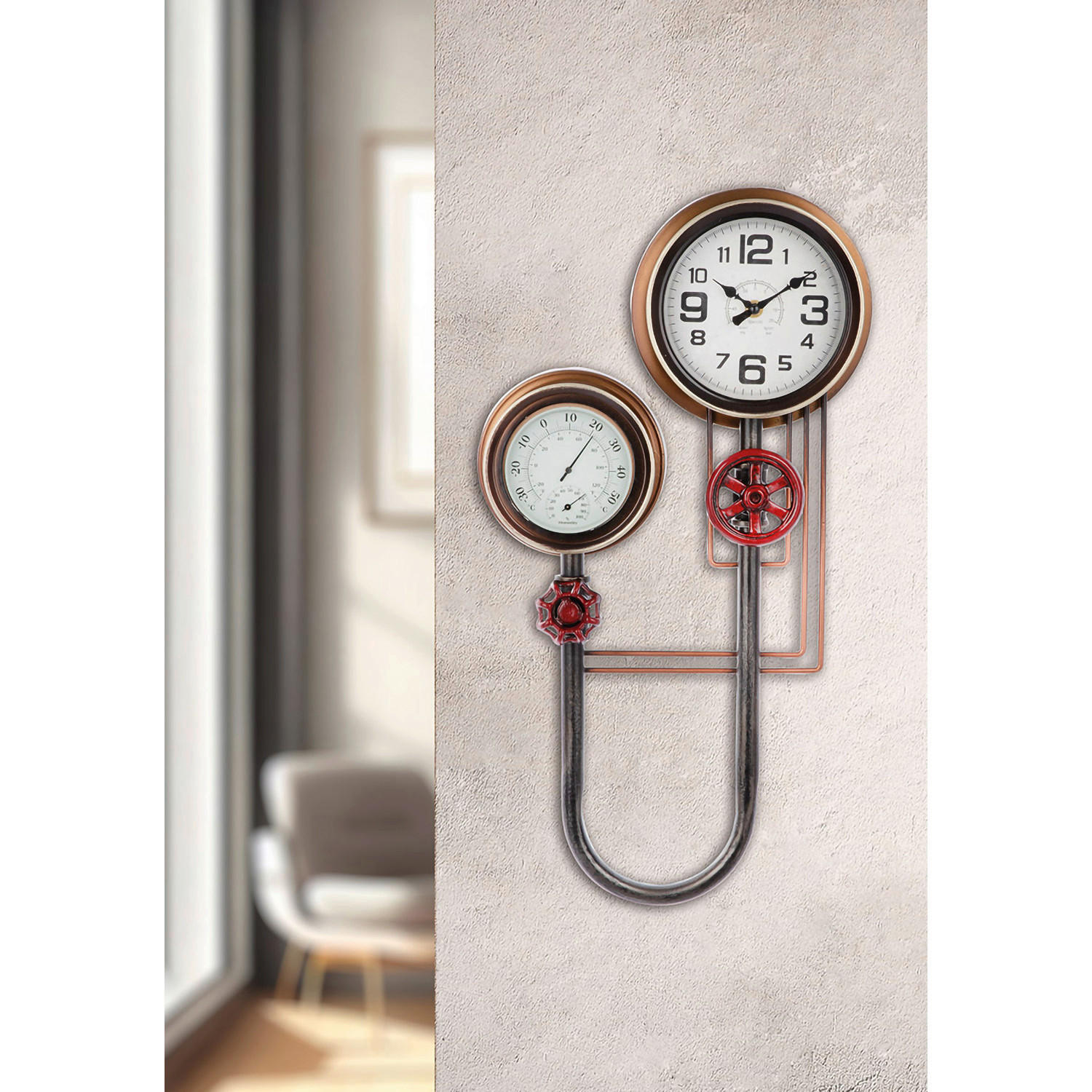 WANDUHR  Rot, Schwarz, Weiß  - Rot/Schwarz, LIFESTYLE, Kunststoff/Metall (31,5/55/8,5cm)