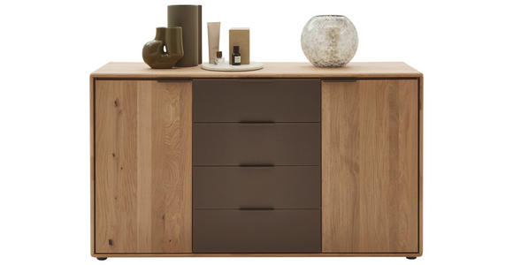 SIDEBOARD  in 154,6/88,2/44,2 cm  - Wildeiche/Schwarz, Natur, Glas/Holz (154,6/88,2/44,2cm) - Valnatura
