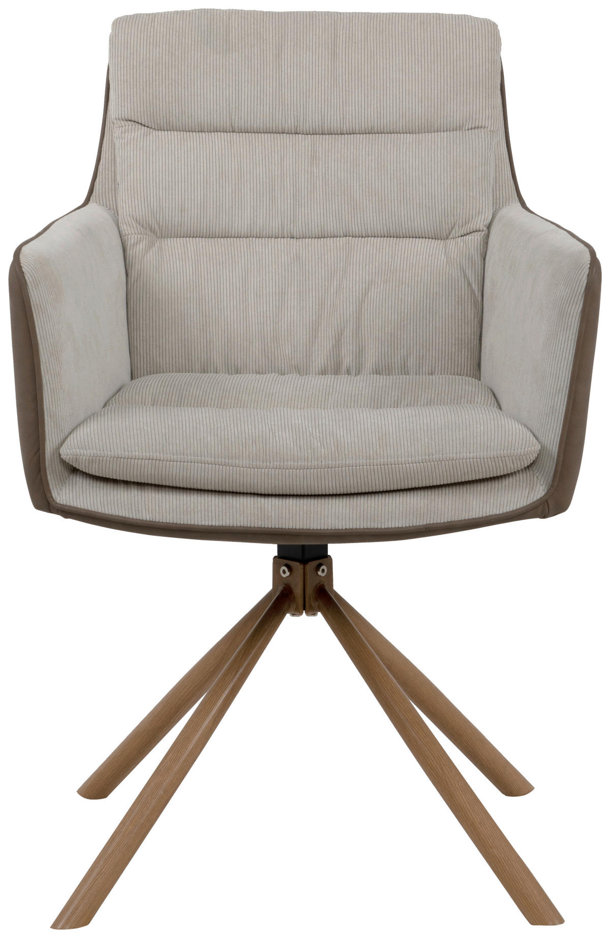 ARMLEHNSTUHL  Sitzfläche 360° drehbar Cord, Lederlook  - Eichefarben/Beige, KONVENTIONELL, Textil/Metall (59/88/63cm) - MID.YOU