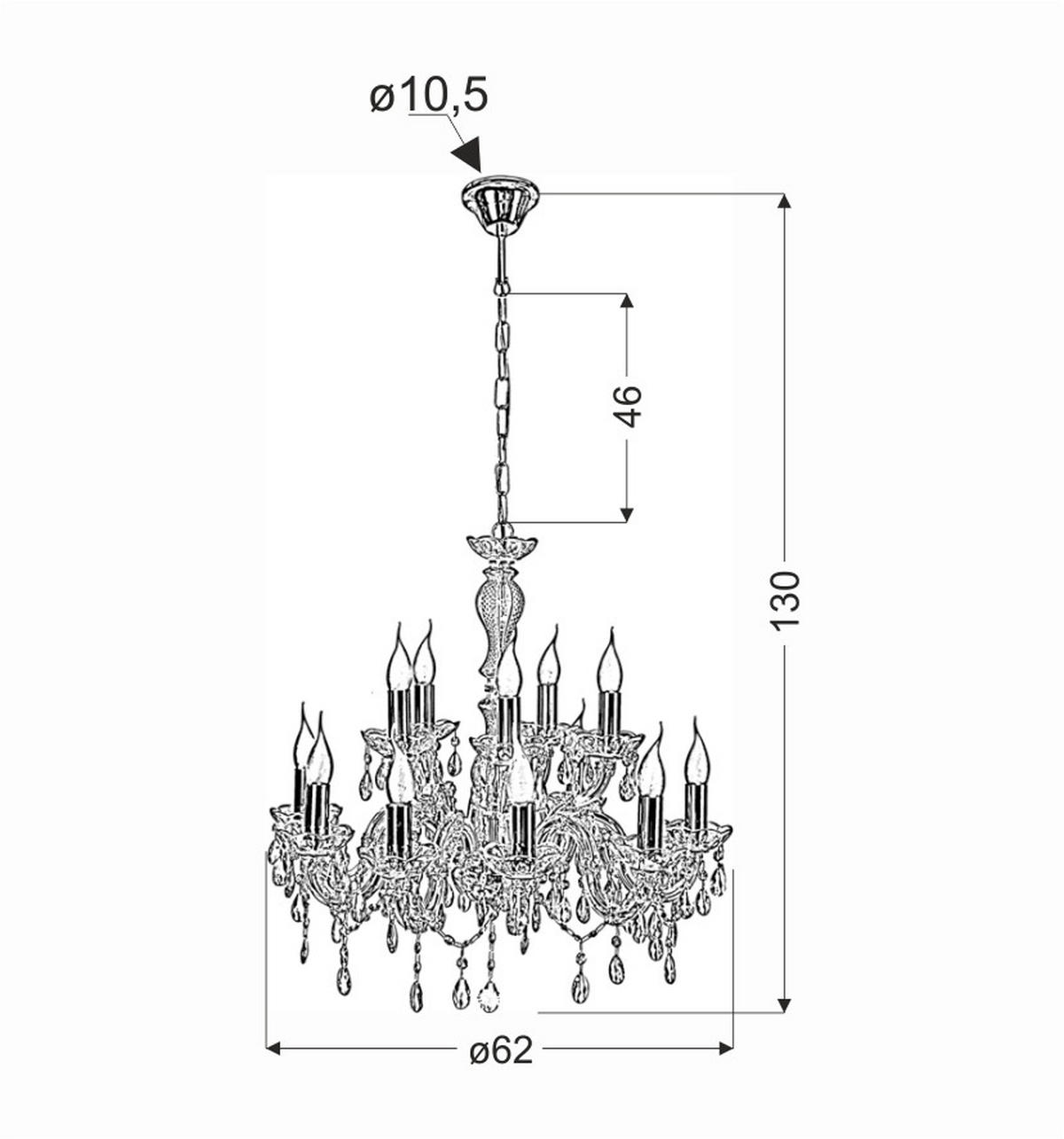 KRISTALL-HÄNGELEUCHTE 62/62/130 cm   - Messingfarben, KONVENTIONELL, Glas/Metall (62/62/130cm)