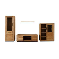 WOHNWAND 4-teilig  in Wildeiche  387/200/54 cm  - Wildeiche/Schwarz, Design, Glas/Holz (387/200/54cm) - MID.YOU