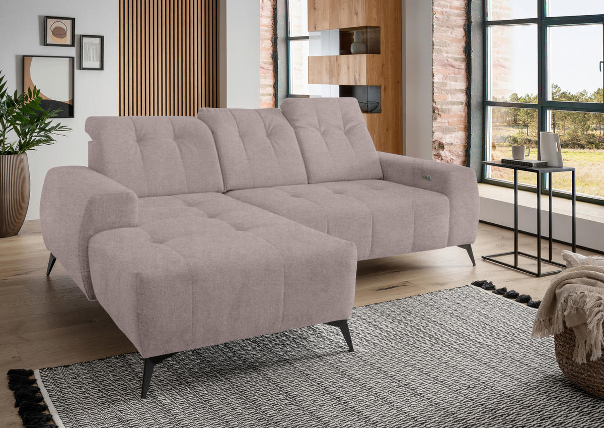 ECKSOFA in Mikrofaser Taupe  - Taupe/Schwarz, Modern, Textil/Metall (180/258cm) - Livetastic