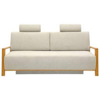 TŘÍMÍSTNÁ POHOVKA, textil, béžová - béžová, Basics, dřevo/textil (210/92/104cm) - Cantus