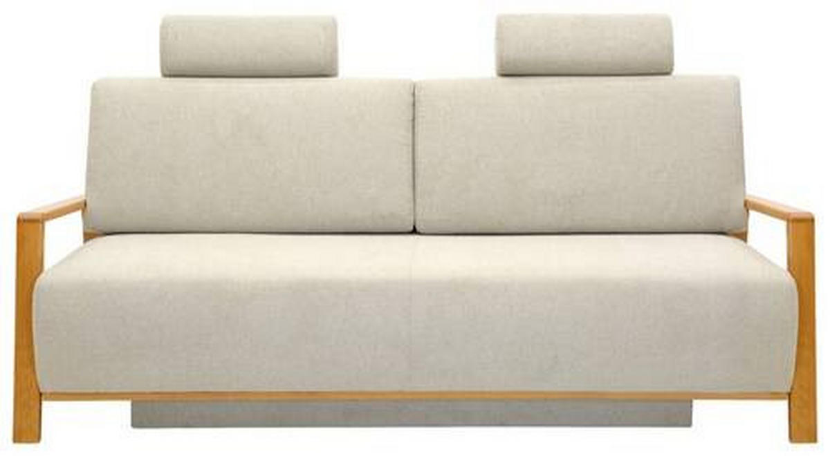 TŘÍMÍSTNÁ POHOVKA, textil, béžová - béžová, Basics, dřevo/textil (210/92/104cm) - Cantus