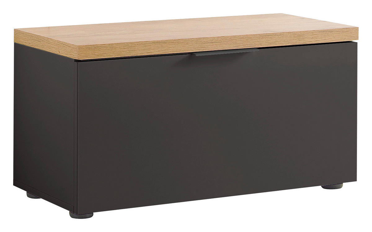 GARDEROBENBANK  in 80/42/38 cm  - Eichefarben/Anthrazit Hochglanz, Design, Kunststoff/Metall (80/42/38cm) - Xora