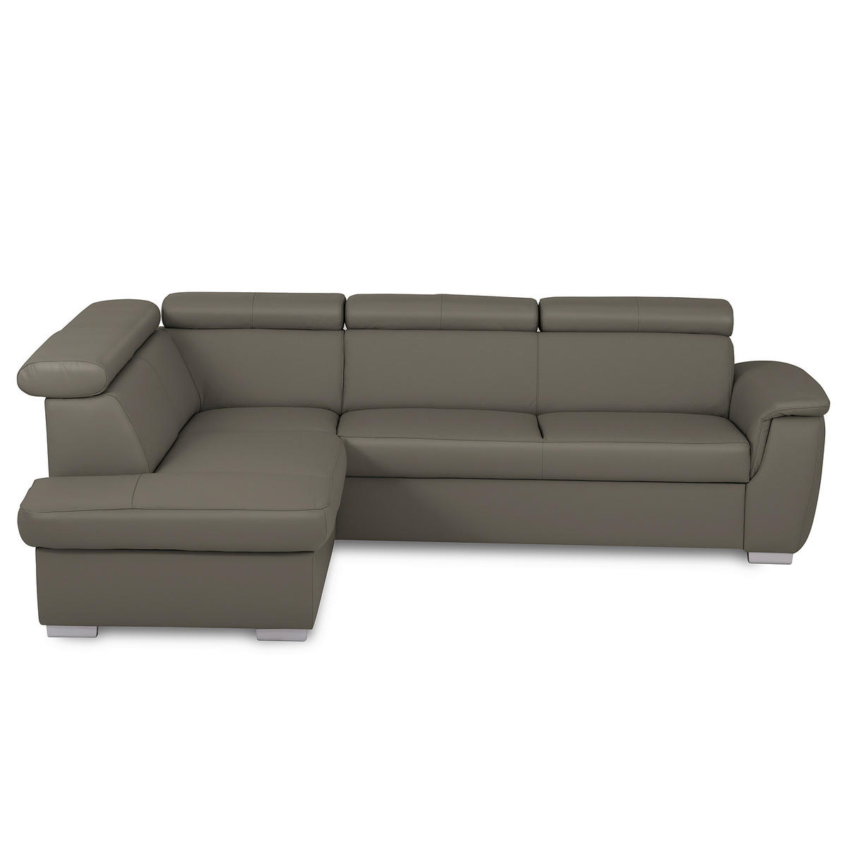 WOHNLANDSCHAFT  in Kombination Echtleder/Lederlook Schlammfarben  - Schlammfarben, Leder/Metall (211/262cm) - Celina Home