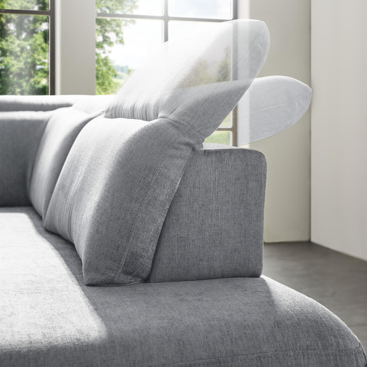 ECKSOFA in Webstoff Hellgrau  - Hellgrau/Schwarz, Design, Textil/Metall (293/197cm) - Stylife