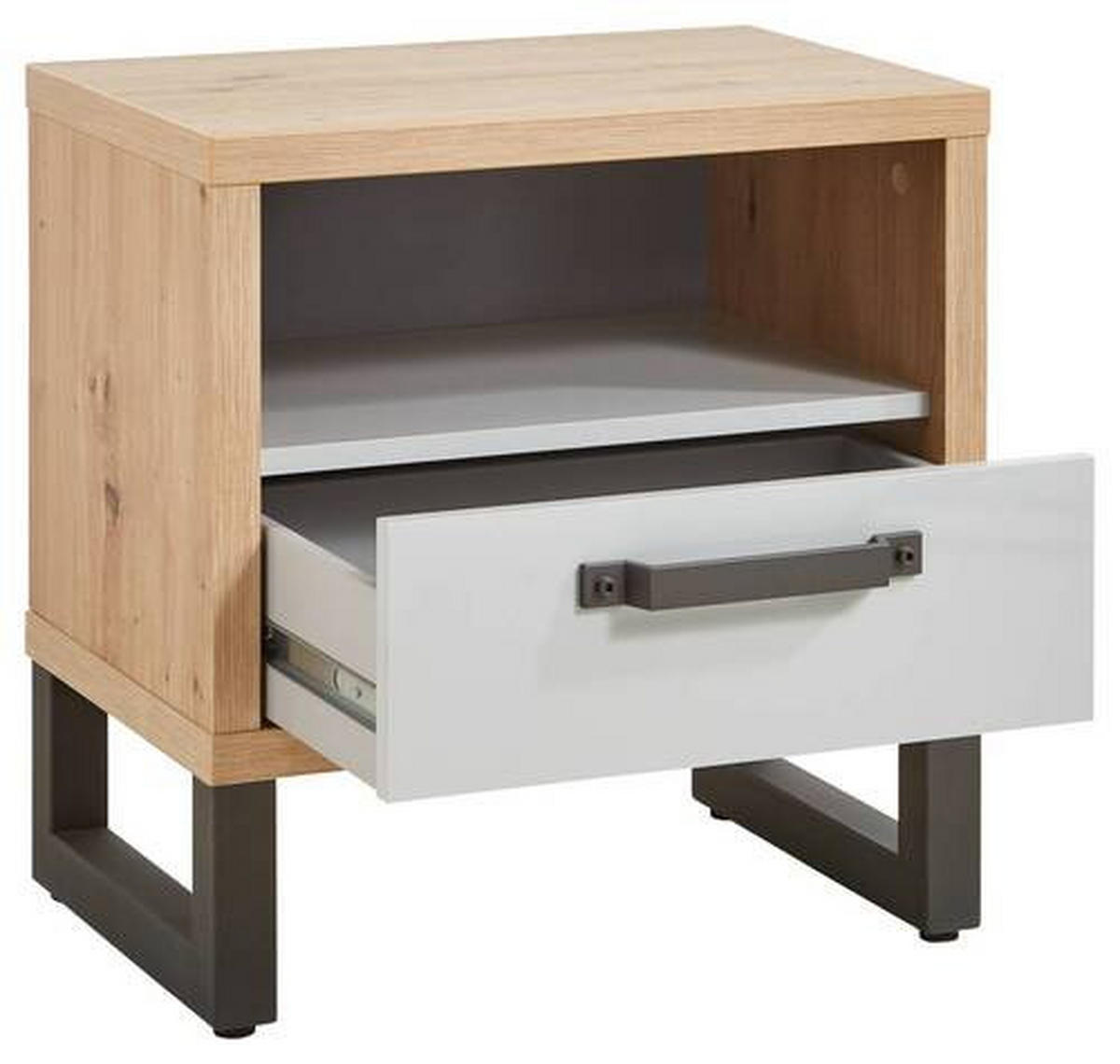 NACHTKÄSTCHEN 52,2/53,7/35 cm  in Grau, Eichefarben  - Dunkelgrau/Eichefarben, Modern, Holzwerkstoff/Metall (52,2/53,7/35cm) - Xora