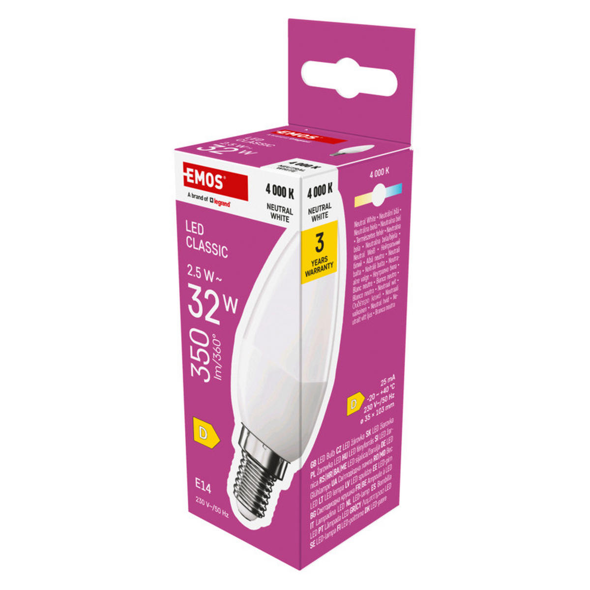 LED ŽÁROVKA E14 - Basics (3.5/3.5/10.3cm)