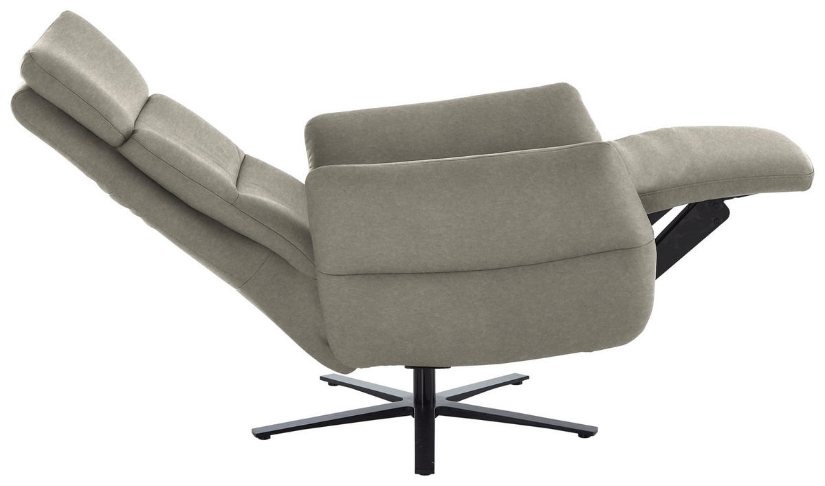 RELAXSESSEL in Leder Hellgrau  - Hellgrau/Schwarz, Design, Leder/Metall (82/119/85cm) - Dieter Knoll