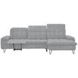 ECKSOFA in Chenille Grau  - Schwarz/Grau, LIFESTYLE, Textil/Metall (310/180cm) - Valnatura