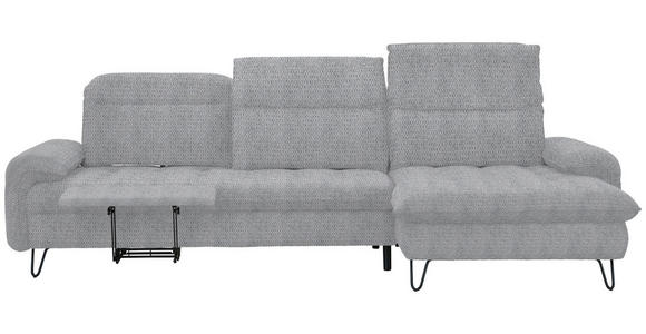 ECKSOFA in Chenille Grau  - Schwarz/Grau, LIFESTYLE, Textil/Metall (310/180cm) - Valnatura