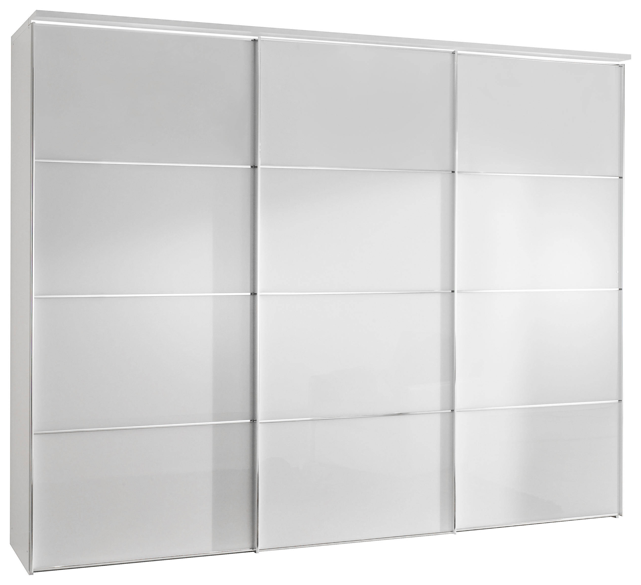 SCHWEBETÜRENSCHRANK 249/222/68 cm 3-türig Weiß  - Chromfarben/Weiß, Design, Glas/Holzwerkstoff (249/222/68cm) - Moderano