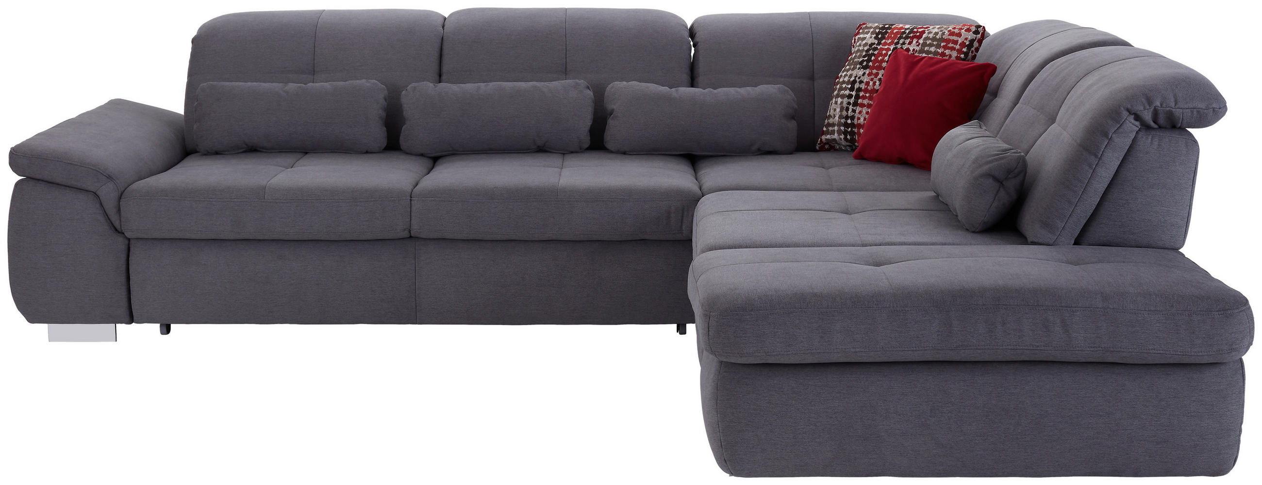 WOHNLANDSCHAFT Grau Chenille, Mikrofaser  - Chromfarben/Grau, MODERN, Textil/Metall (315/260cm) - Livetastic