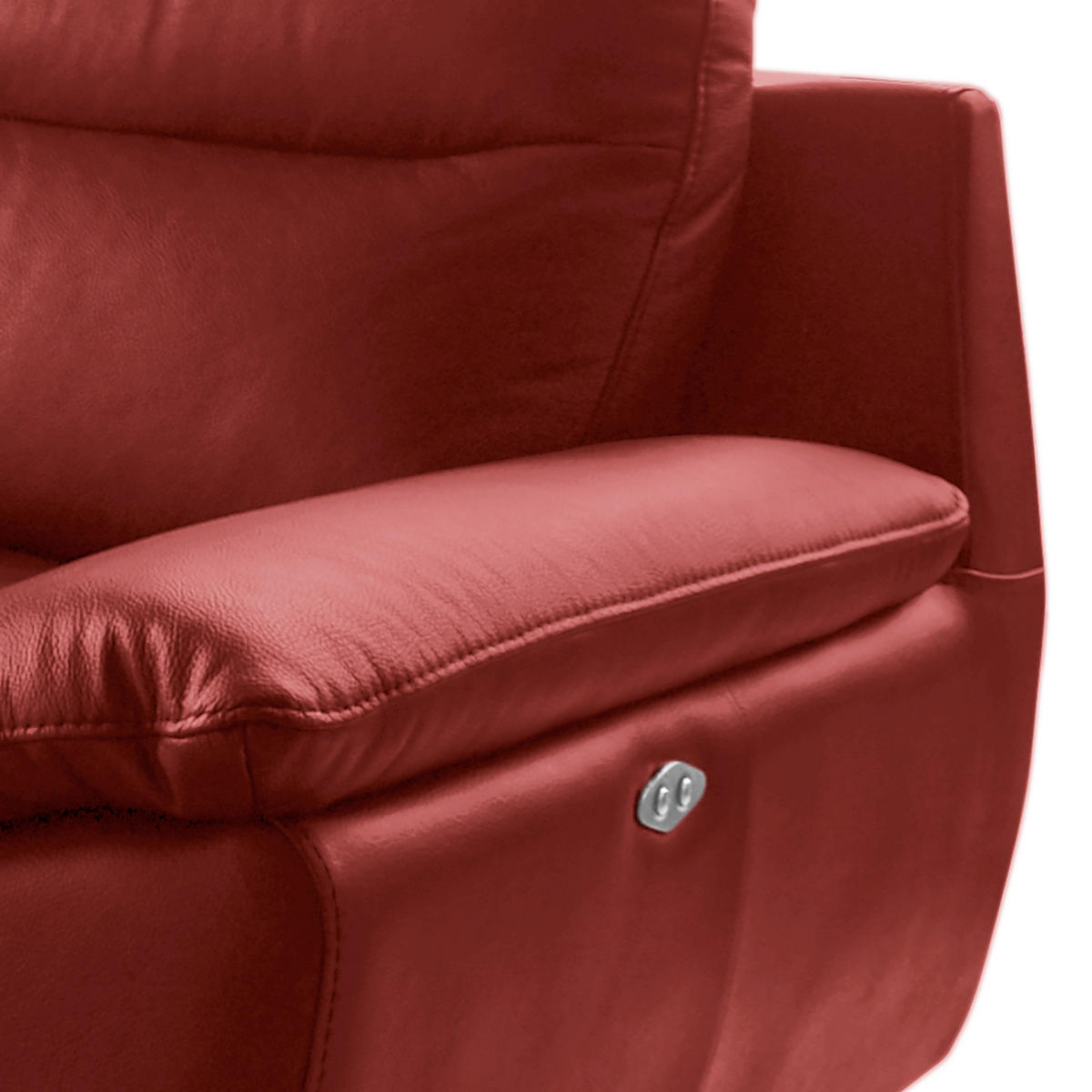 2,5-SITZER 216/95/96 cm PERLE in Echtleder Dunkelrot   - Chromfarben/Dunkelrot, Design, Leder/Metall (216/95/96cm) - Livetastic