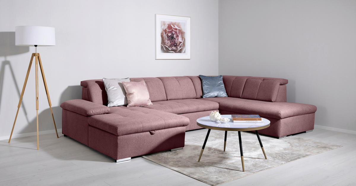 WOHNLANDSCHAFT in Beere  - Beere/Grau, Design, Textil/Metall (173/328/215cm) - MID.YOU