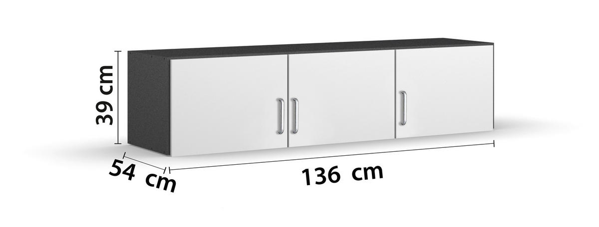 AUFSATZSCHRANK 136/39/54 cm  in  - Alufarben/Weiß, KONVENTIONELL, Holzwerkstoff/Metall (136/39/54cm) - Rauch Möbel