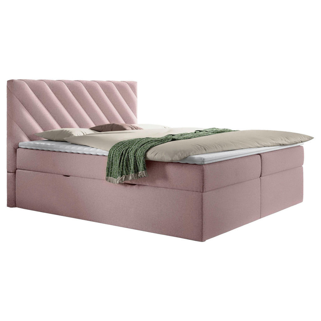 Boxspringbett Mit Topper Rosa 160x200 Cm Gusto