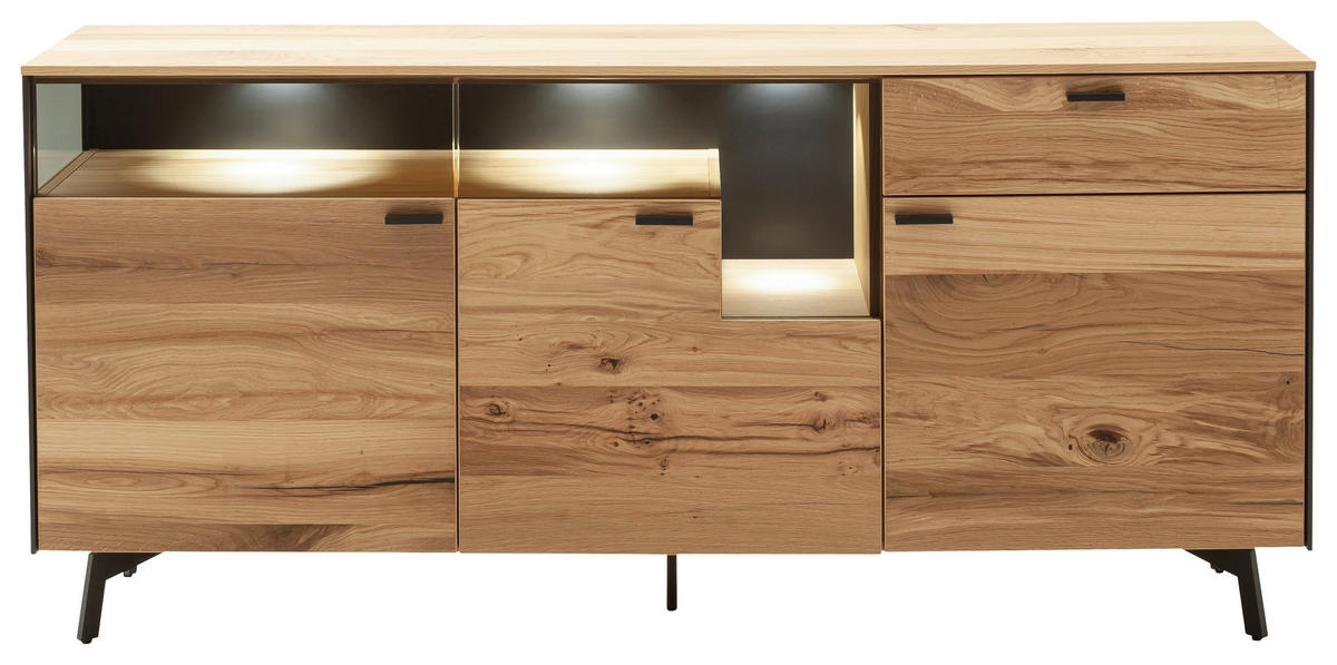 SIDEBOARD Anthrazit, Eichefarben  182/72/43 cm  - Eichefarben/Anthrazit, Design, Glas/Holz (182/72/43cm) - Schöner Wohnen