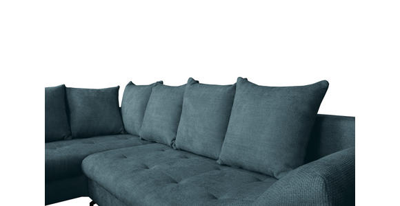 ECKSOFA Blau Struktur  inkl. Rückenkissen, Bettkasten, Schlaffunktion, Rücken echt, Liegefläche im Originalstoff  - Blau/Schwarz, KONVENTIONELL, Textil/Metall (194/274cm) - Carryhome