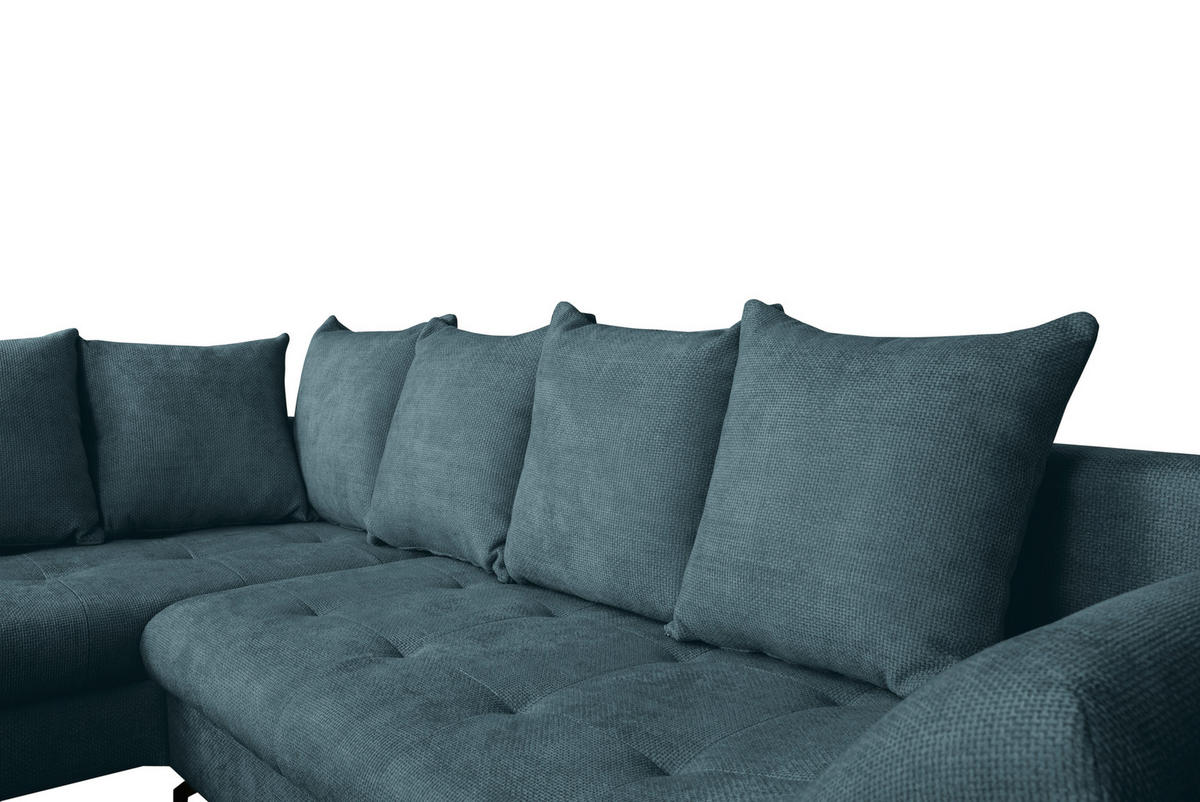 ECKSOFA Blau Struktur  - Blau/Schwarz, KONVENTIONELL, Textil/Metall (194/274cm) - Carryhome