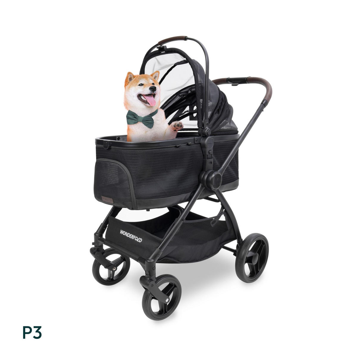 HUNDEBUGGY P3 Pet Luxury Stroller  - Schwarz, Basics, Textil/Metall (92kg) - WONDERFOLD
