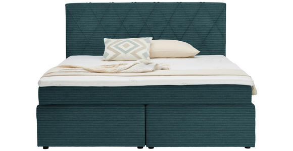 BOXSPRINGBETT 180/200 cm  in Petrol  - Petrol/Schwarz, Design, Kunststoff/Textil (180/200cm) - Xora